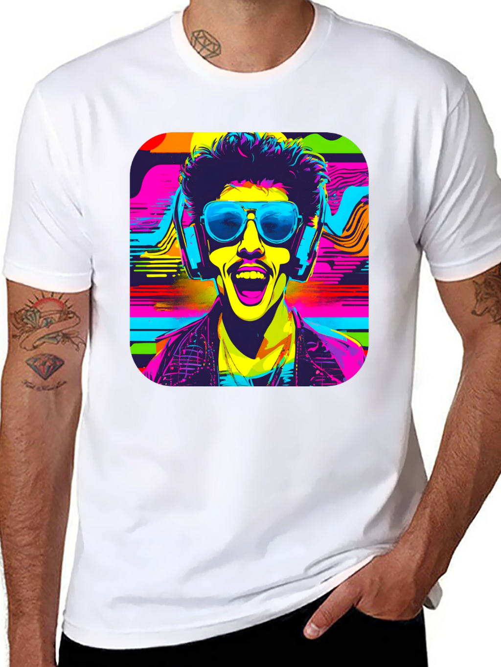 Vibrant Retro Rave Graphic T-Shirt