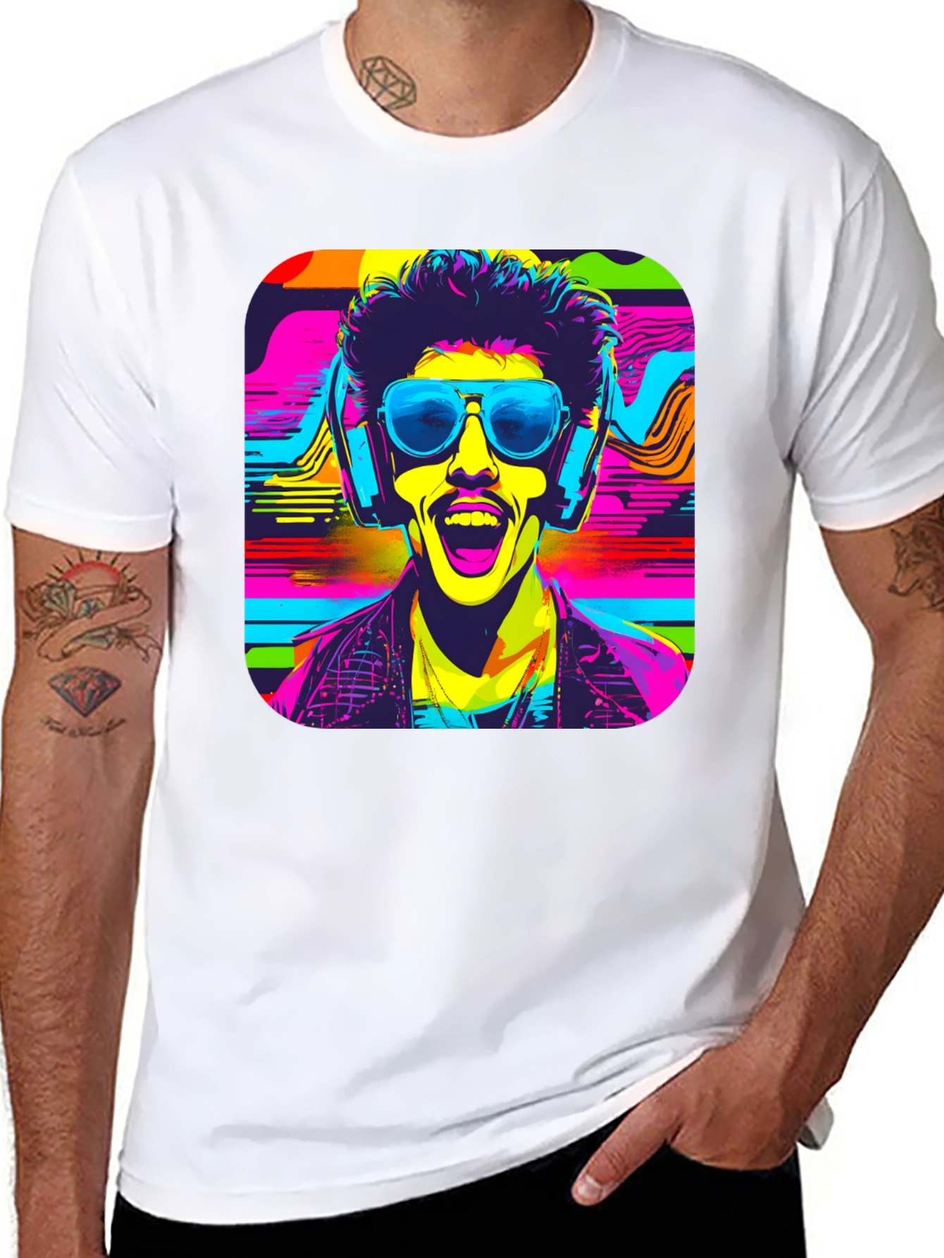 Vibrant Retro Rave Graphic T-Shirt