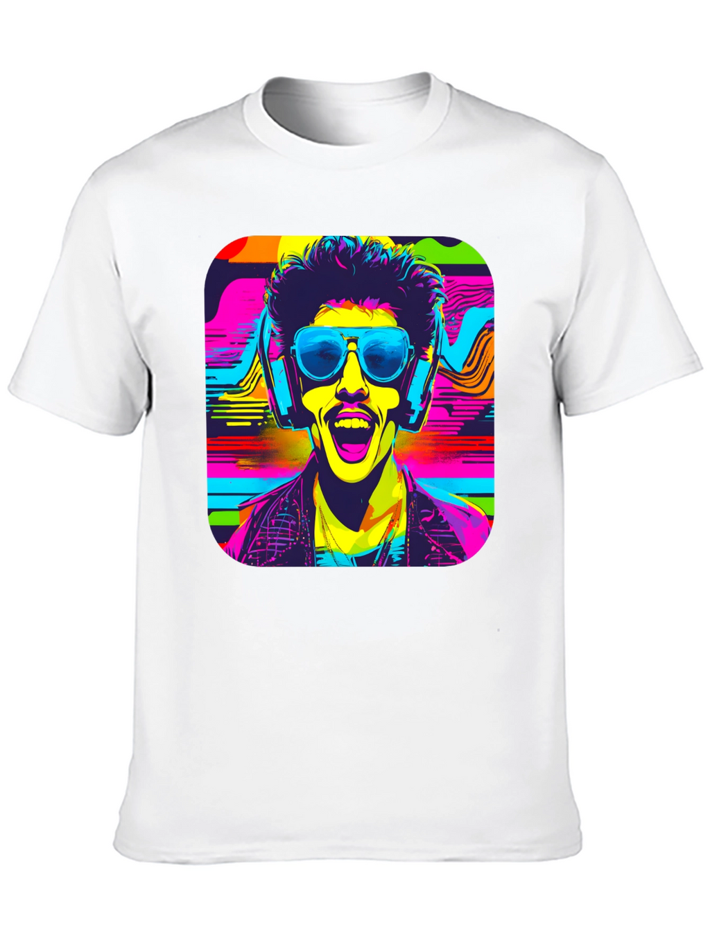 Vibrant Retro Rave Graphic T-Shirt