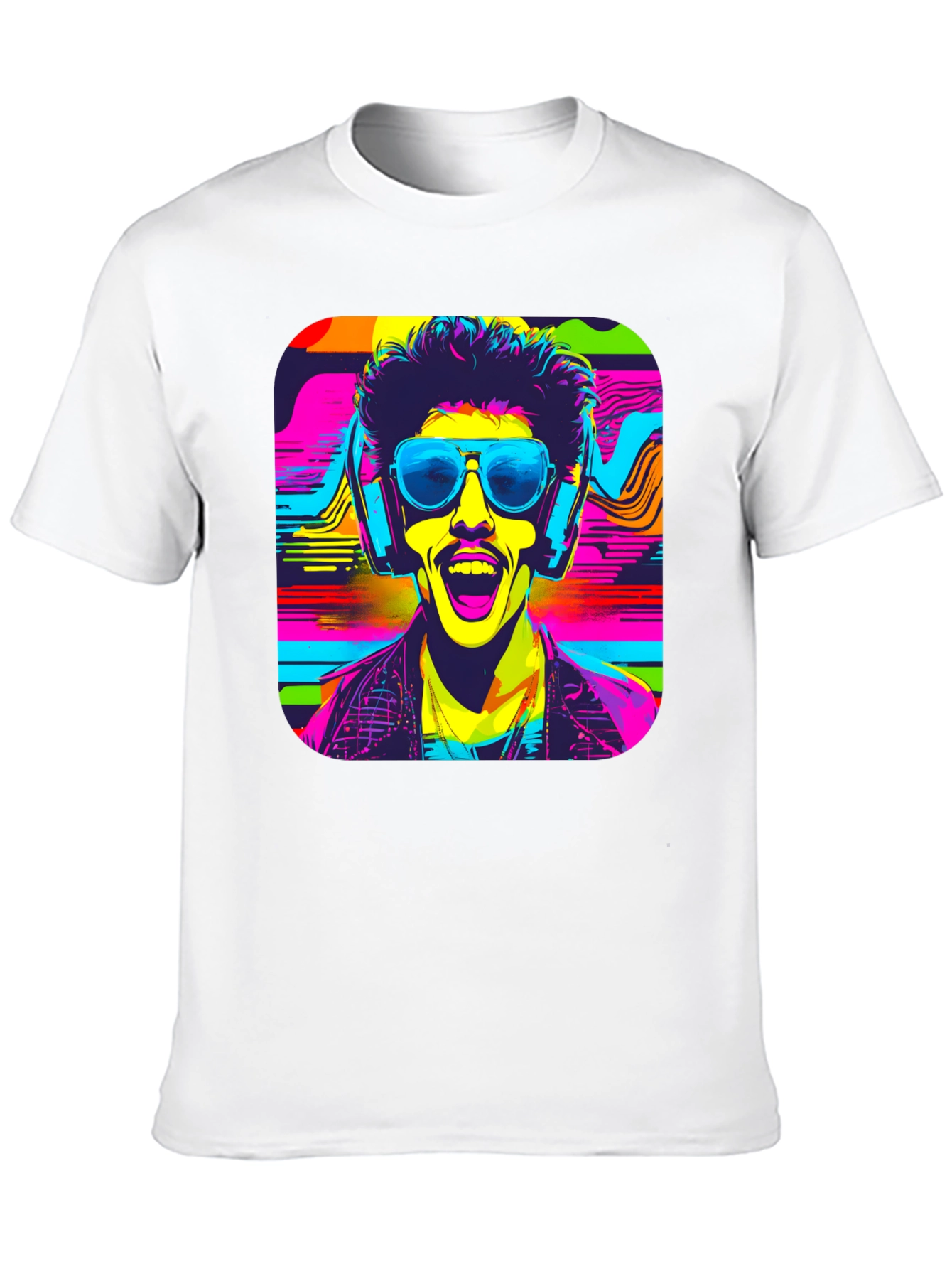 Vibrant Retro Rave Graphic T-Shirt