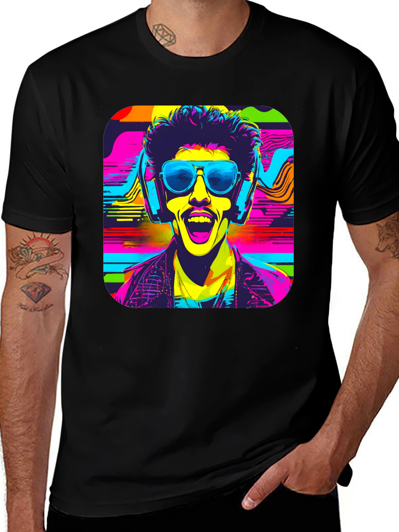 Vibrant Retro Rave Graphic T-Shirt