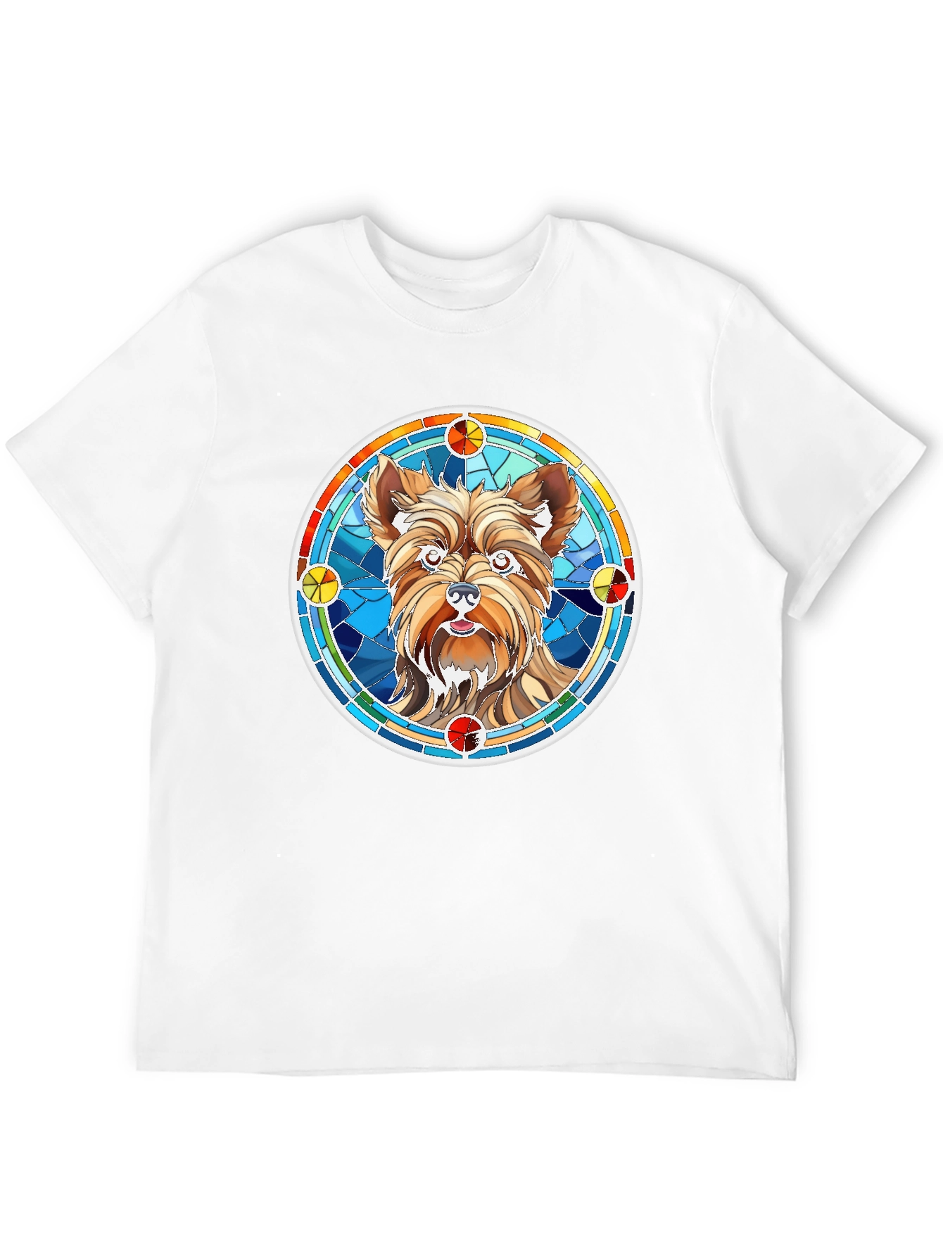 Yorkie Dog Stained Glass Style Graphic Tee