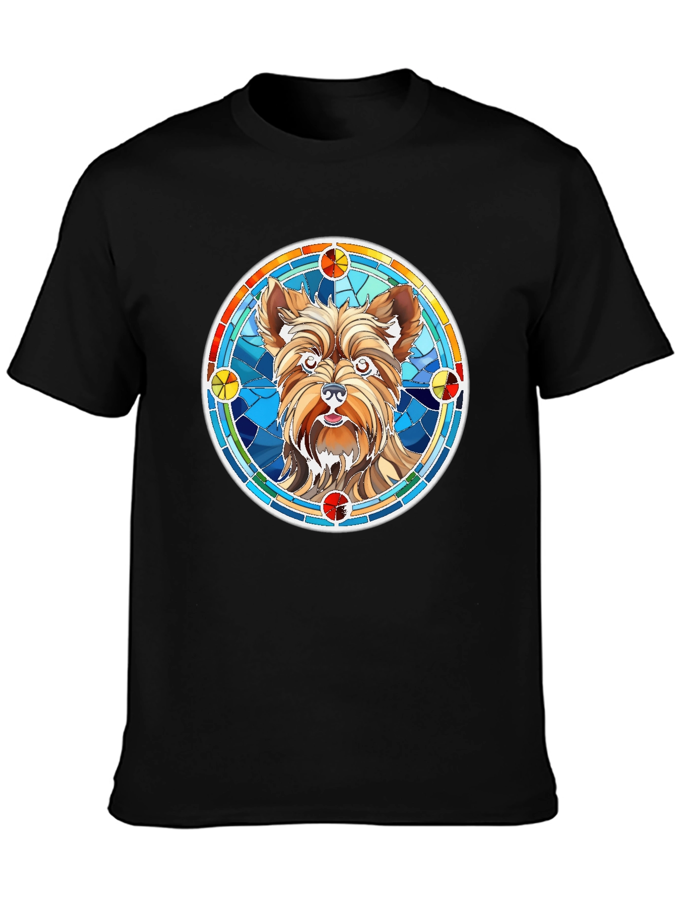 Yorkie Dog Stained Glass Style Graphic Tee