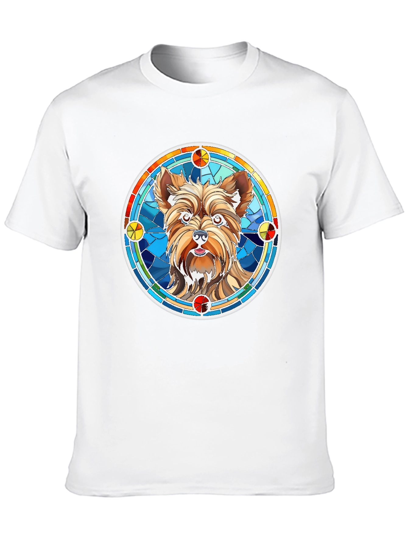Yorkie Dog Stained Glass Style Graphic Tee