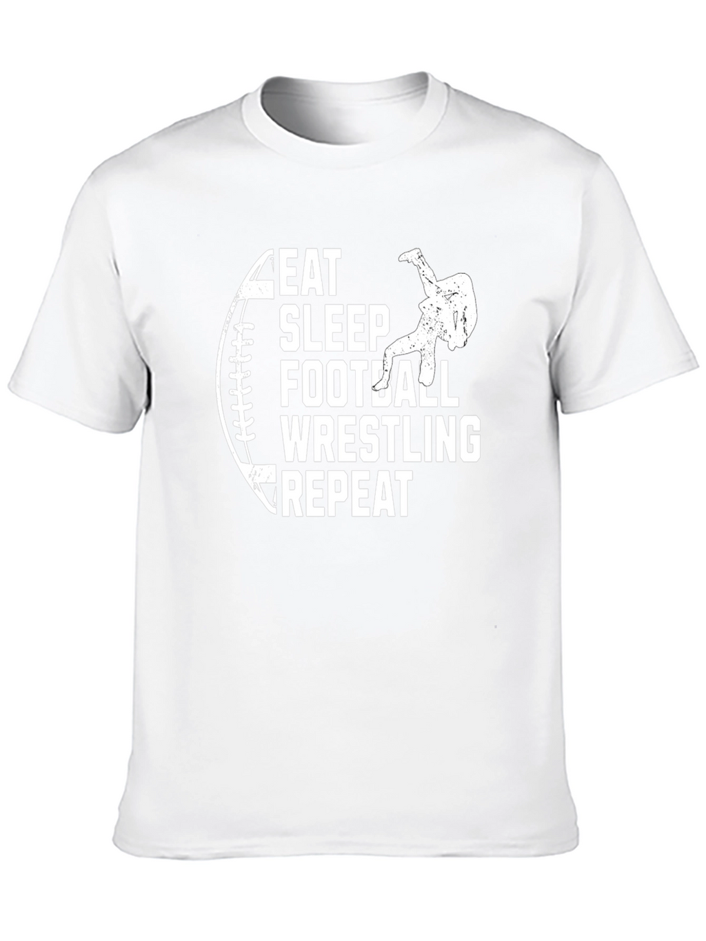 Eat Sleep Football Wrestling Repeat Black T-Shirt