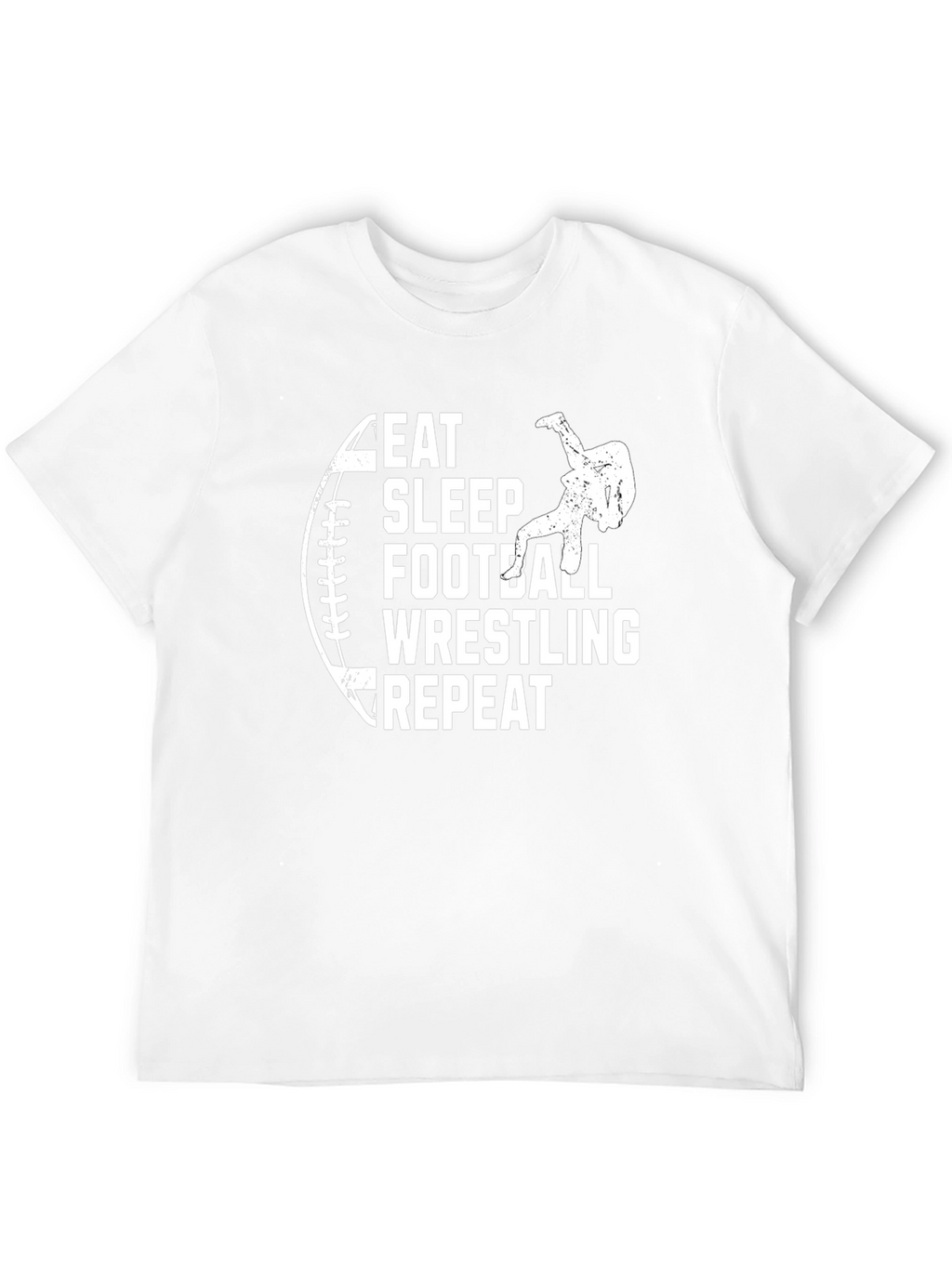 Eat Sleep Football Wrestling Repeat Black T-Shirt