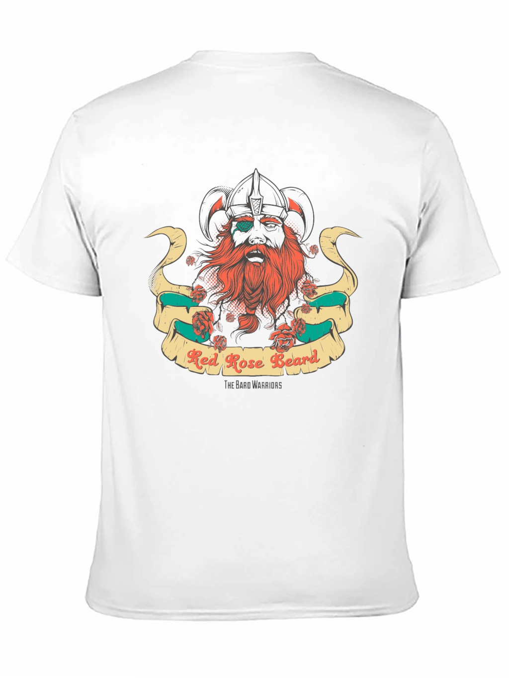 Red Rose Beard Warrior Black T-Shirt