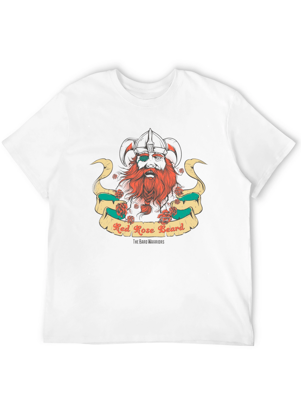Red Rose Beard Warrior Black T-Shirt