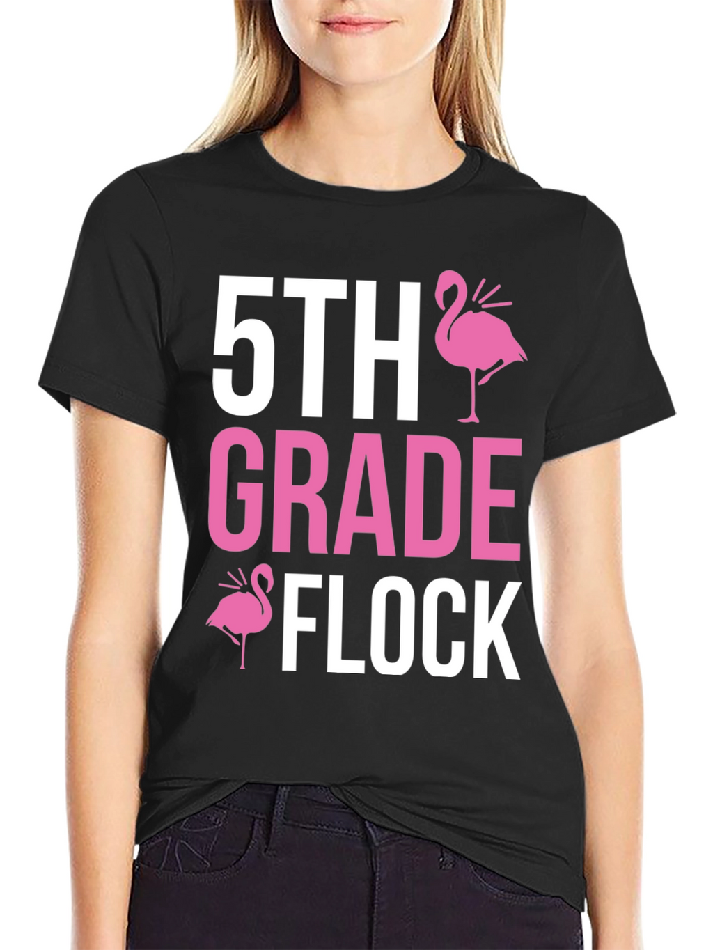 5th Grade Flock T-Shirt - Pink Flamingo
