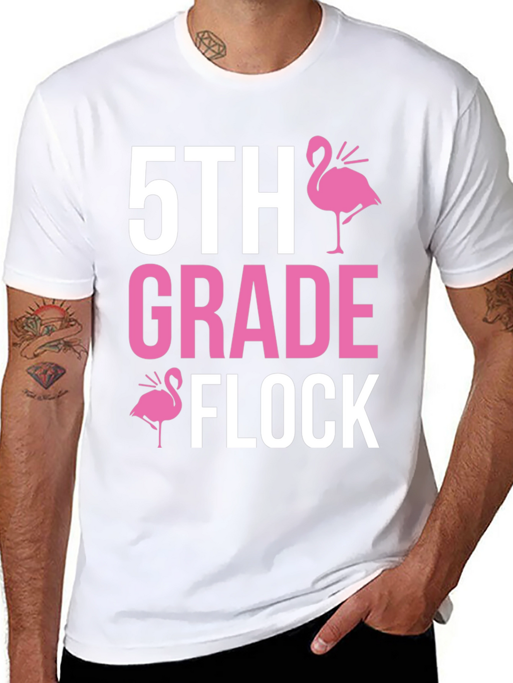 5th Grade Flock T-Shirt - Pink Flamingo