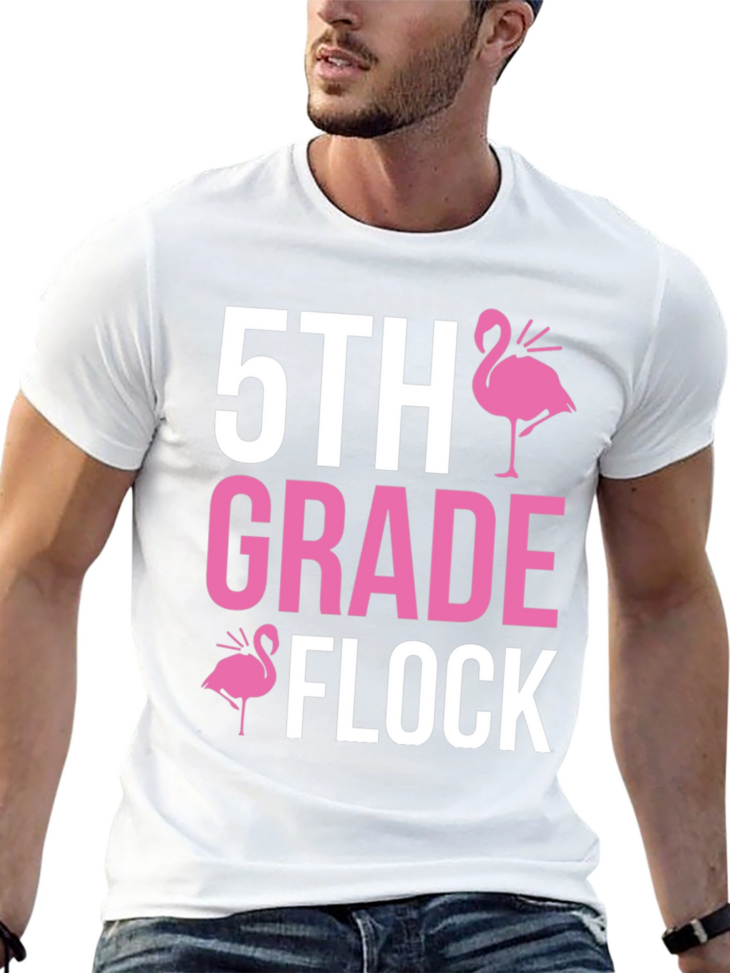 5th Grade Flock T-Shirt - Pink Flamingo