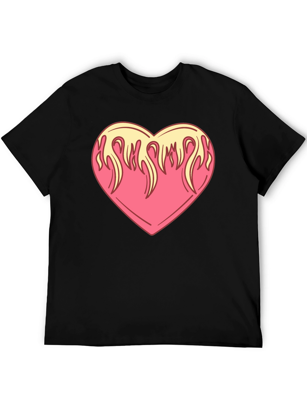 Flaming Heart Graphic Tee - Cool Black Shirt