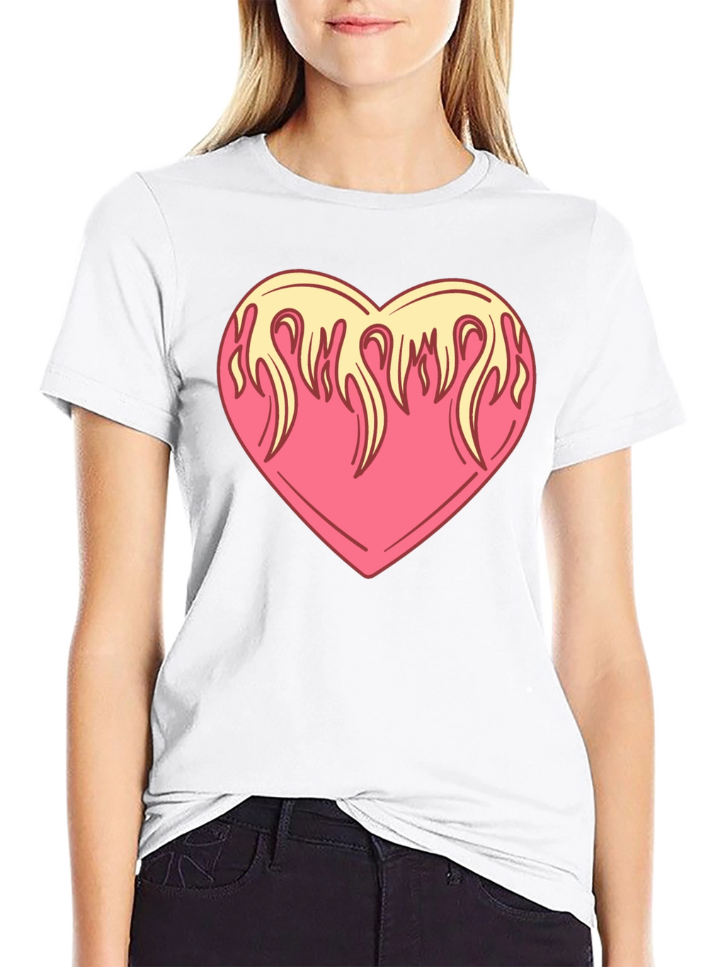 Flaming Heart Graphic Tee - Cool Black Shirt