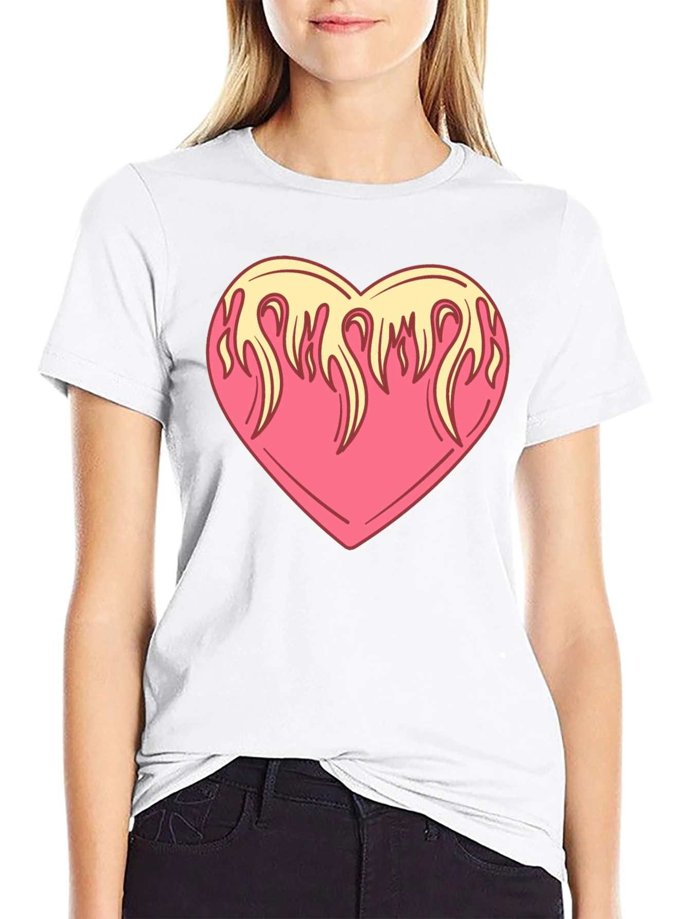 Flaming Heart Graphic Tee - Cool Black Shirt