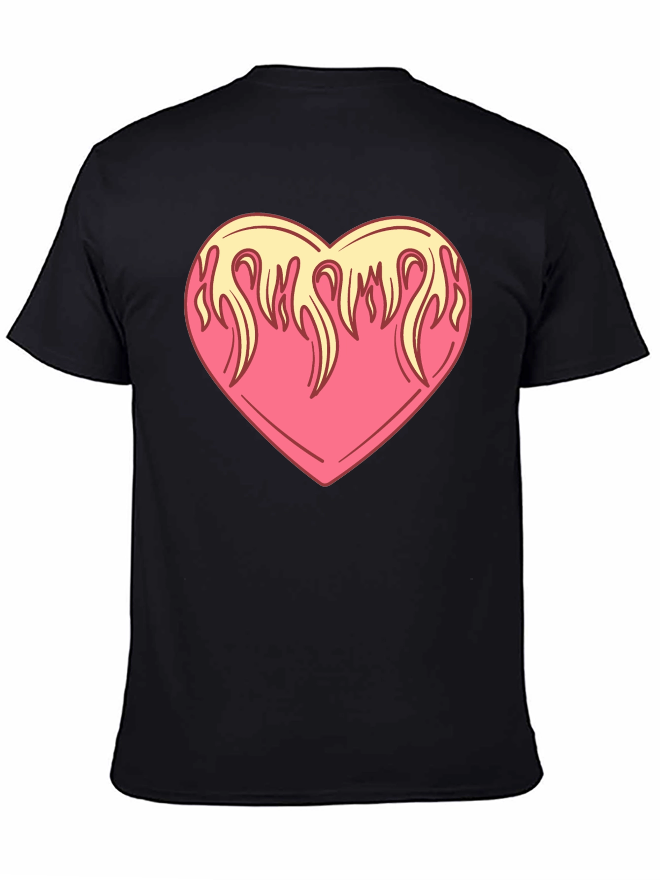 Flaming Heart Graphic Tee - Cool Black Shirt