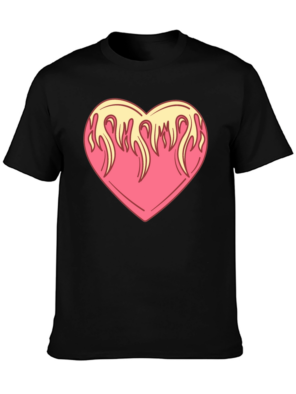Flaming Heart Graphic Tee - Cool Black Shirt