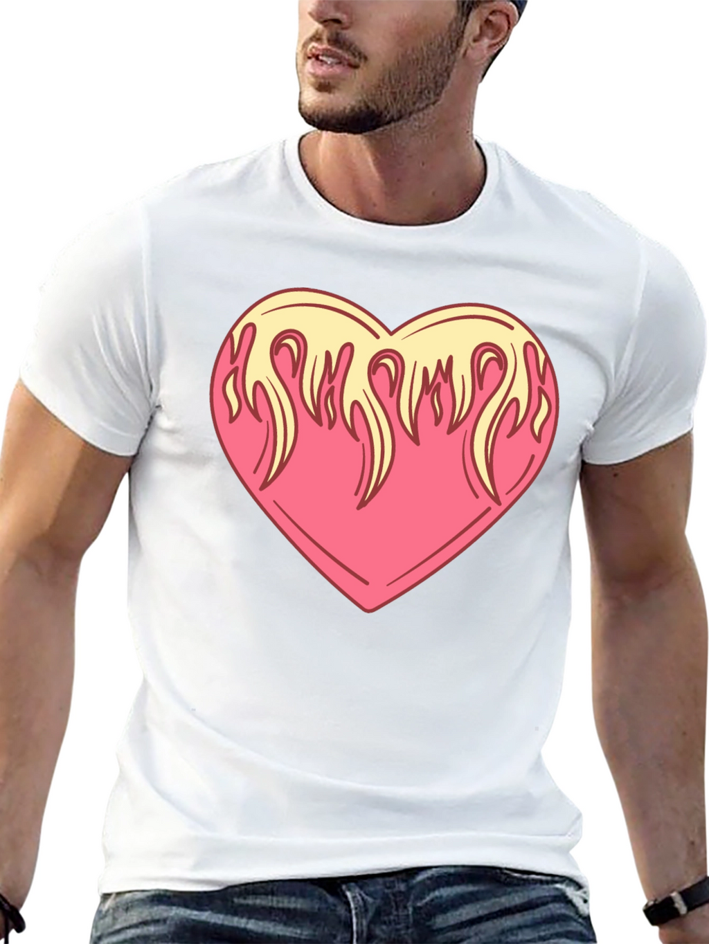 Flaming Heart Graphic Tee - Cool Black Shirt