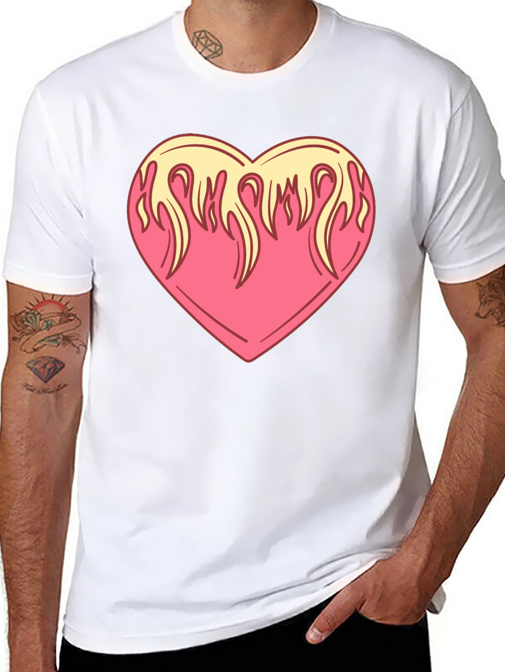 Flaming Heart Graphic Tee - Cool Black Shirt