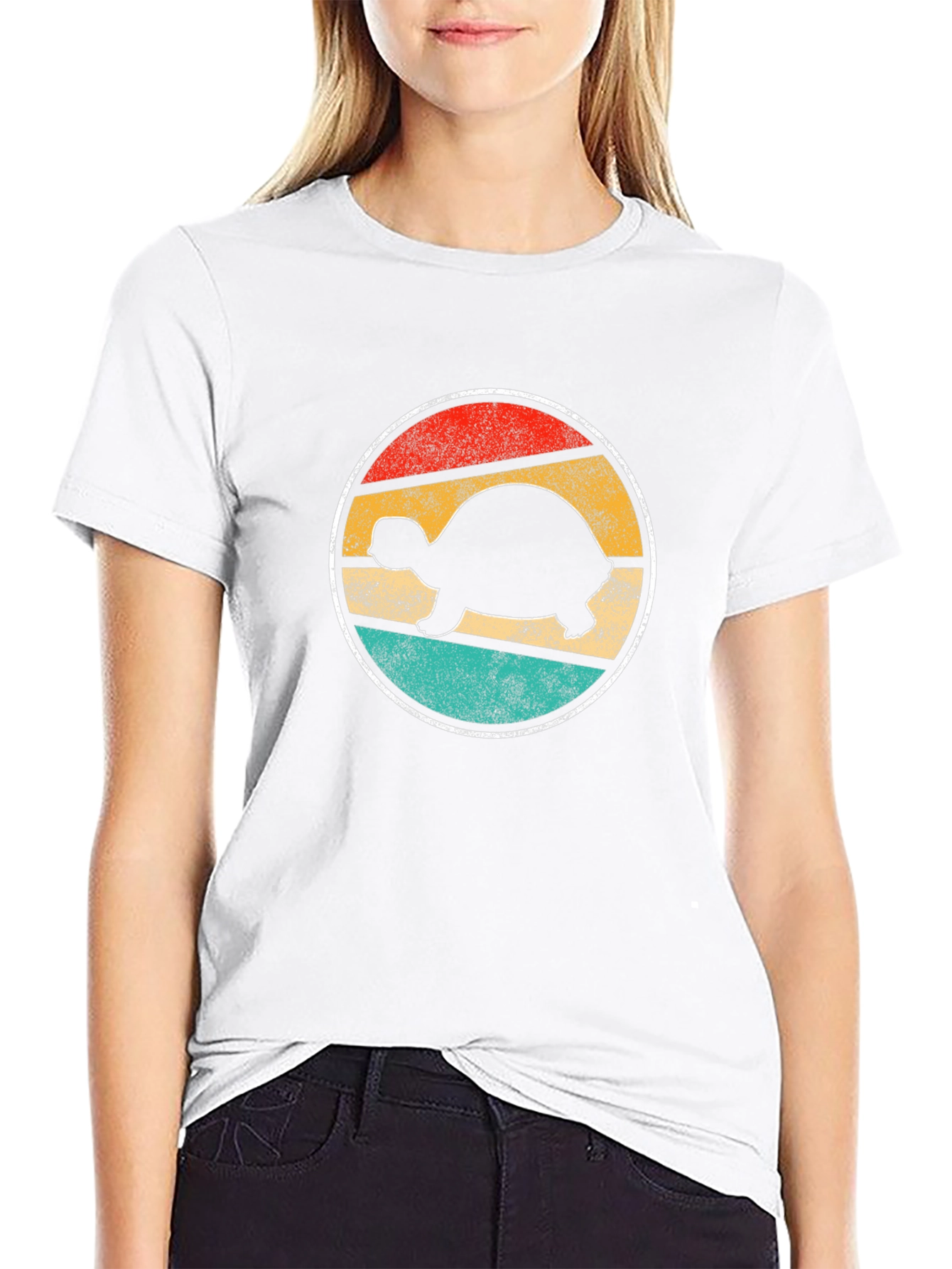 Retro Turtle Sunset Graphic Tee - Black