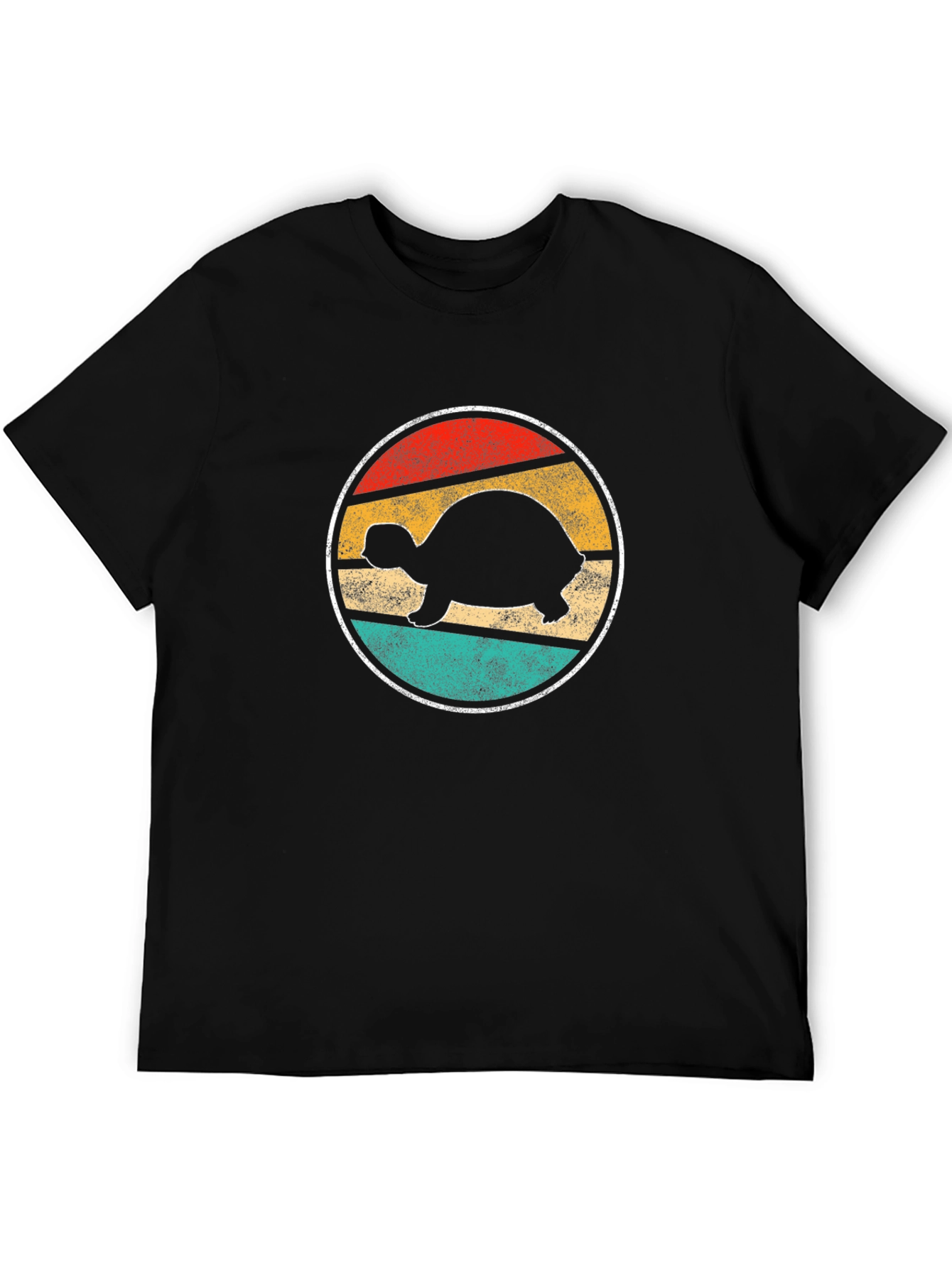 Retro Turtle Sunset Graphic Tee - Black