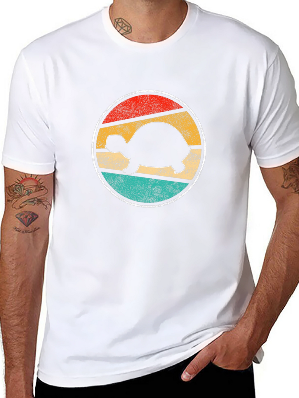 Retro Turtle Sunset Graphic Tee - Black