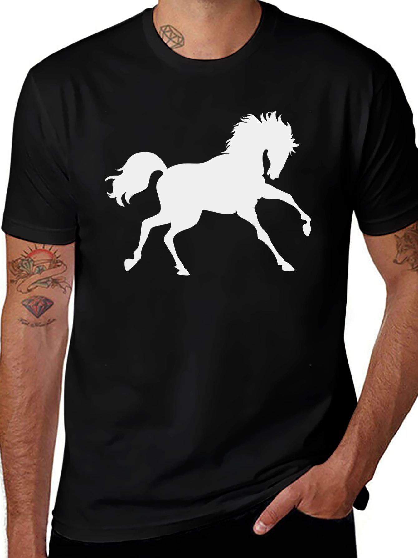 Horse Graphic Tee - Mens Black T-Shirt