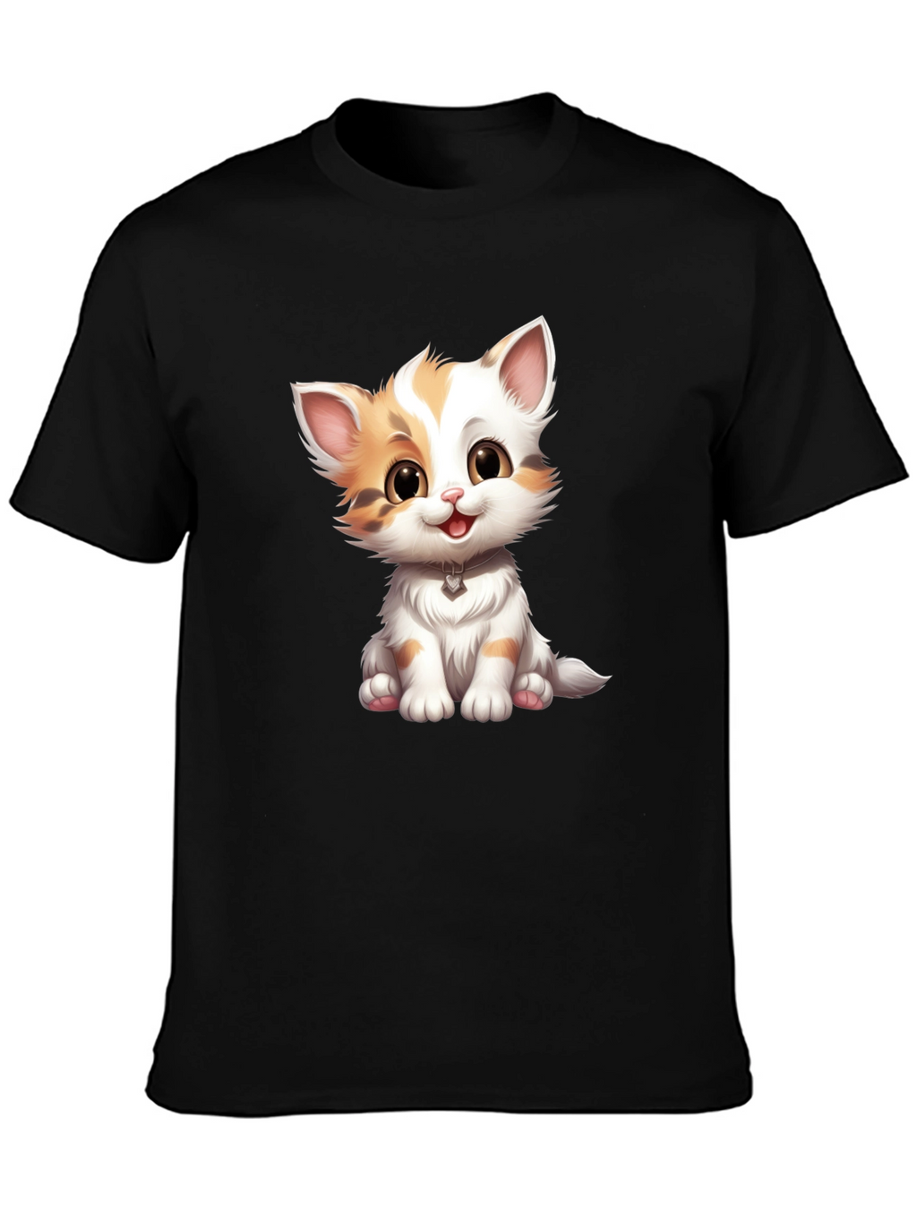 Cute Kitten Graphic Tee - Soft Black T-Shirt
