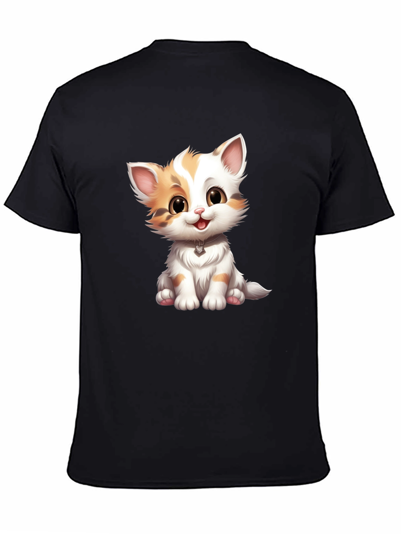 Cute Kitten Graphic Tee - Soft Black T-Shirt
