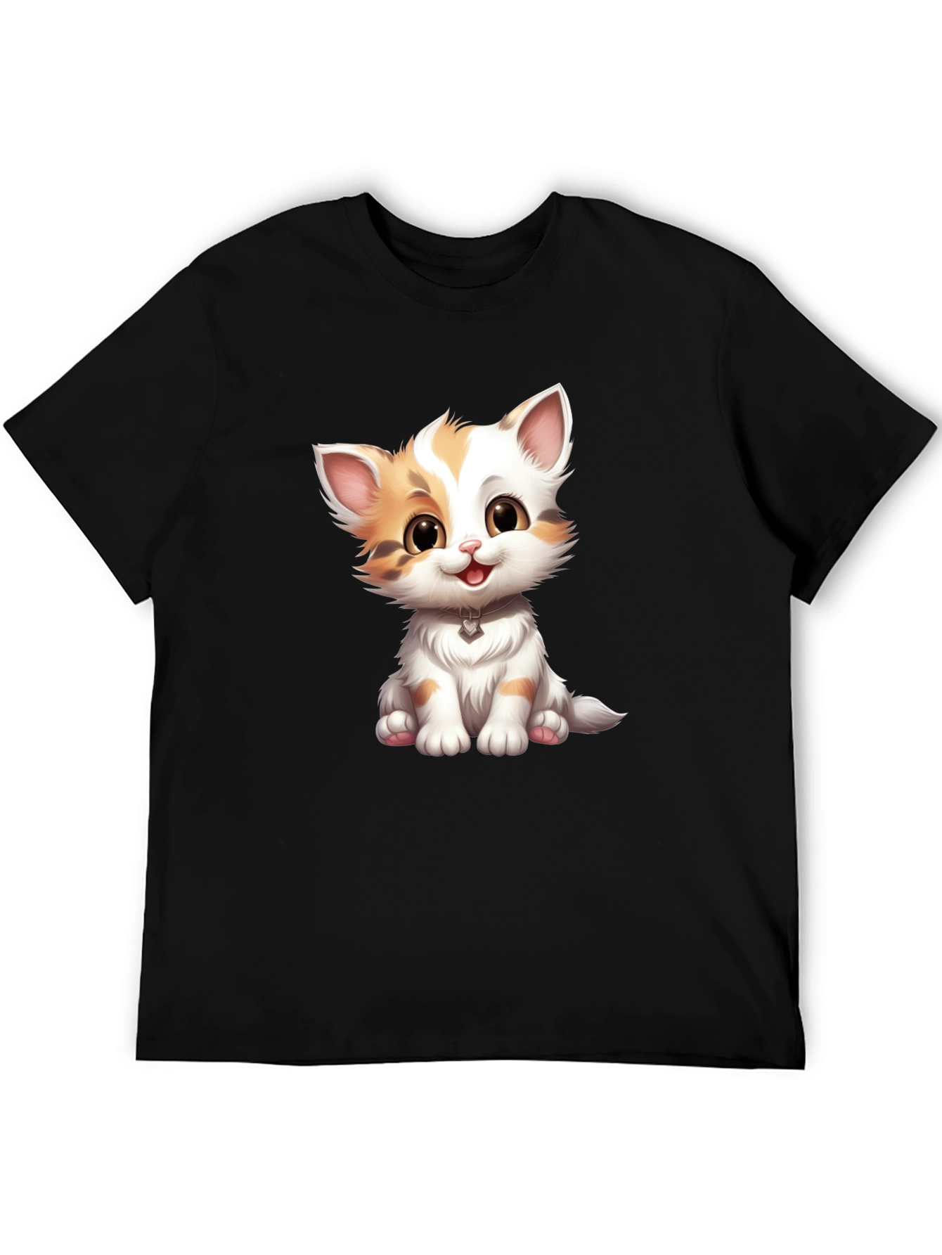 Cute Kitten Graphic Tee - Soft Black T-Shirt