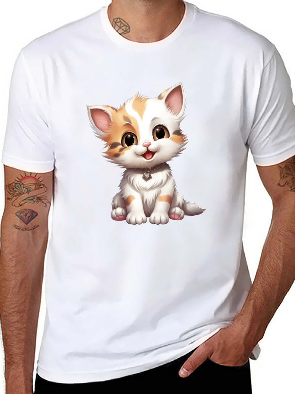 Cute Kitten Graphic Tee - Soft Black T-Shirt