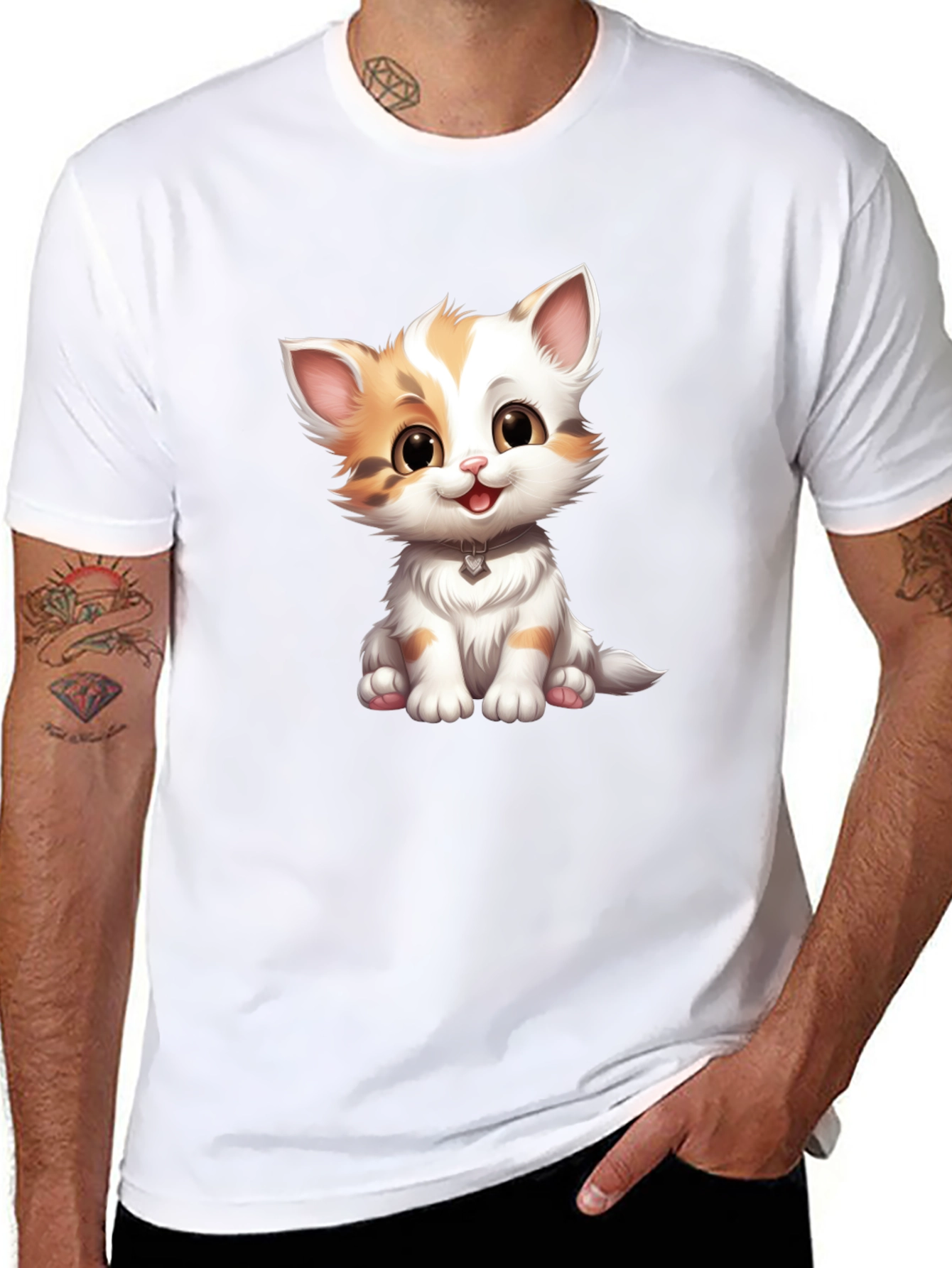Cute Kitten Graphic Tee - Soft Black T-Shirt
