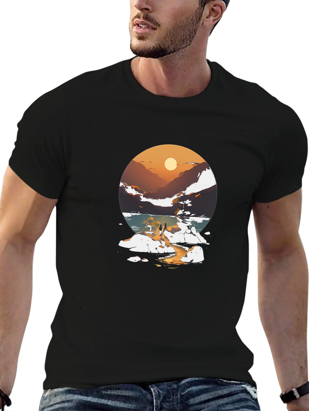 Sunset Lake Graphic Tee - Stylish Casual Wear