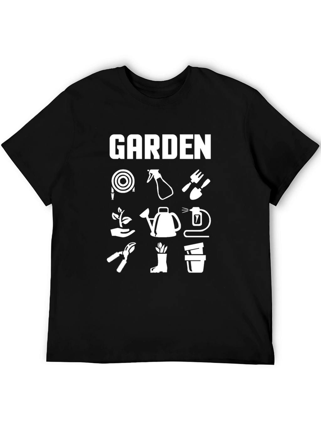 Gardening Tool T-Shirt - Black Cotton Casual Wear