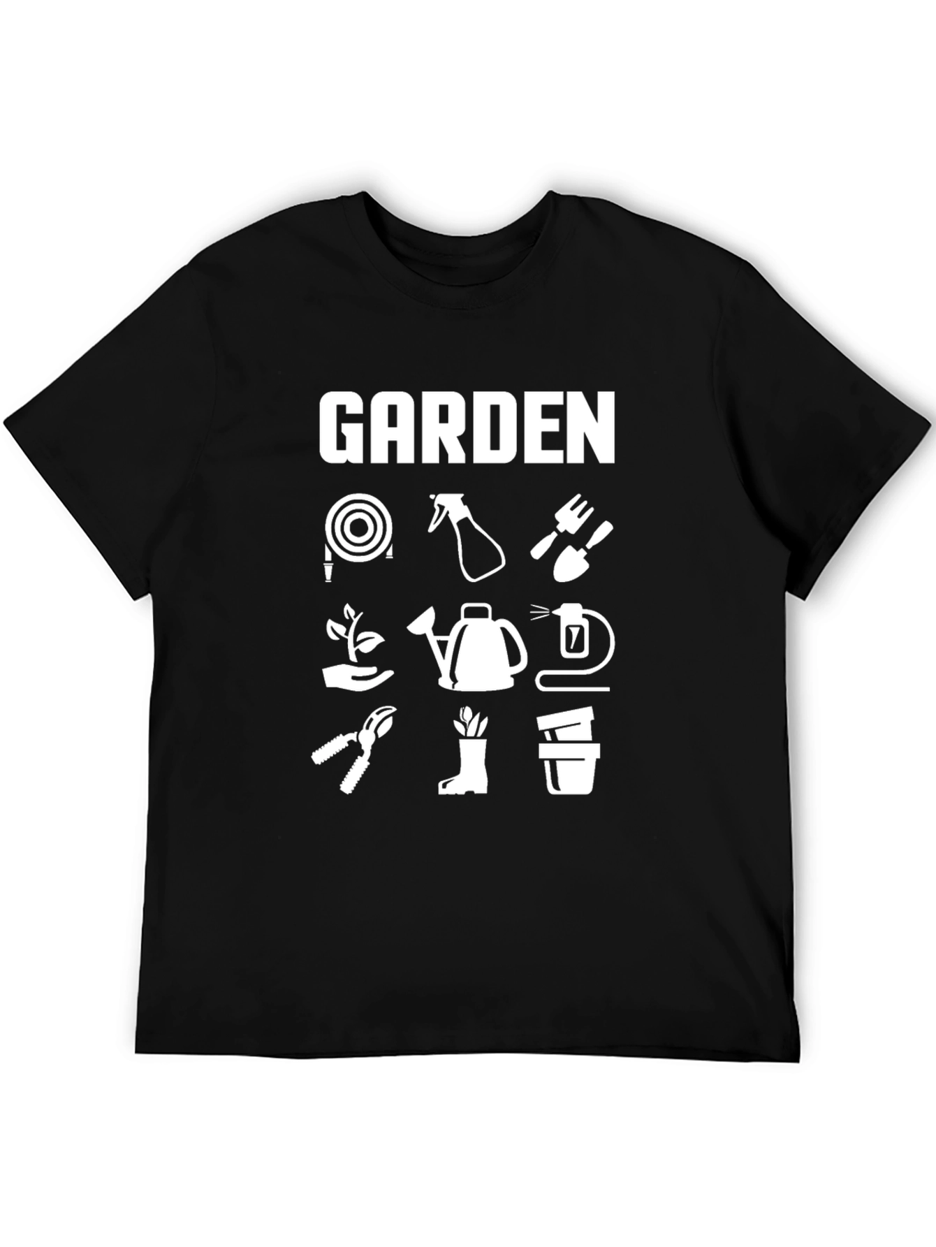 Gardening Tool T-Shirt - Black Cotton Casual Wear