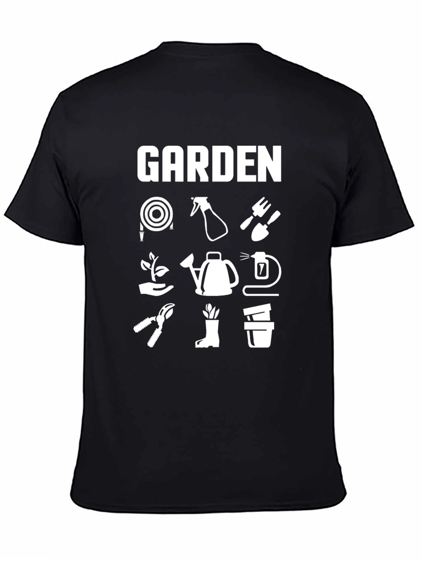Gardening Tool T-Shirt - Black Cotton Casual Wear
