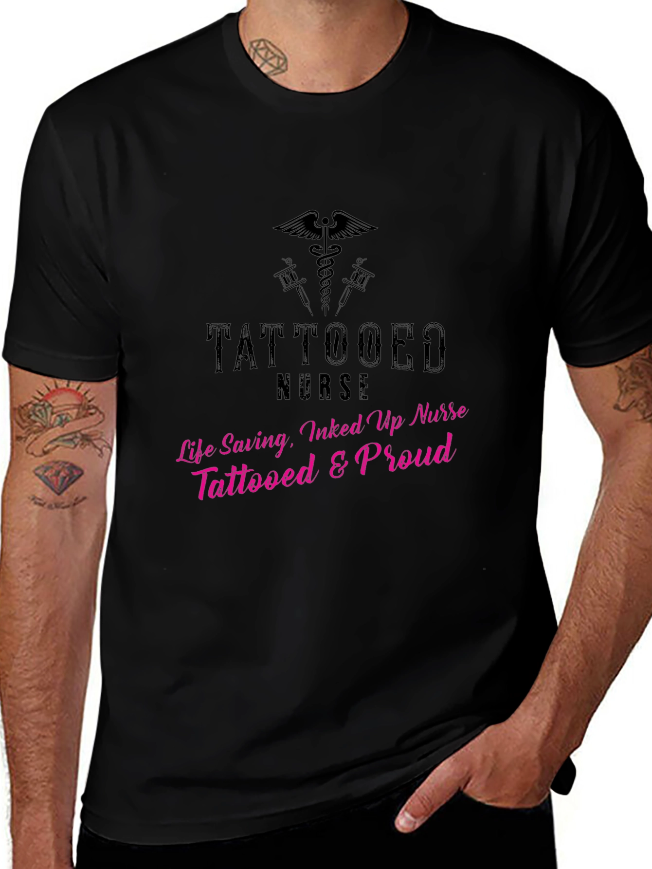 Tattooed Nurse Graphic Tee - Life Saving Inked & Proud
