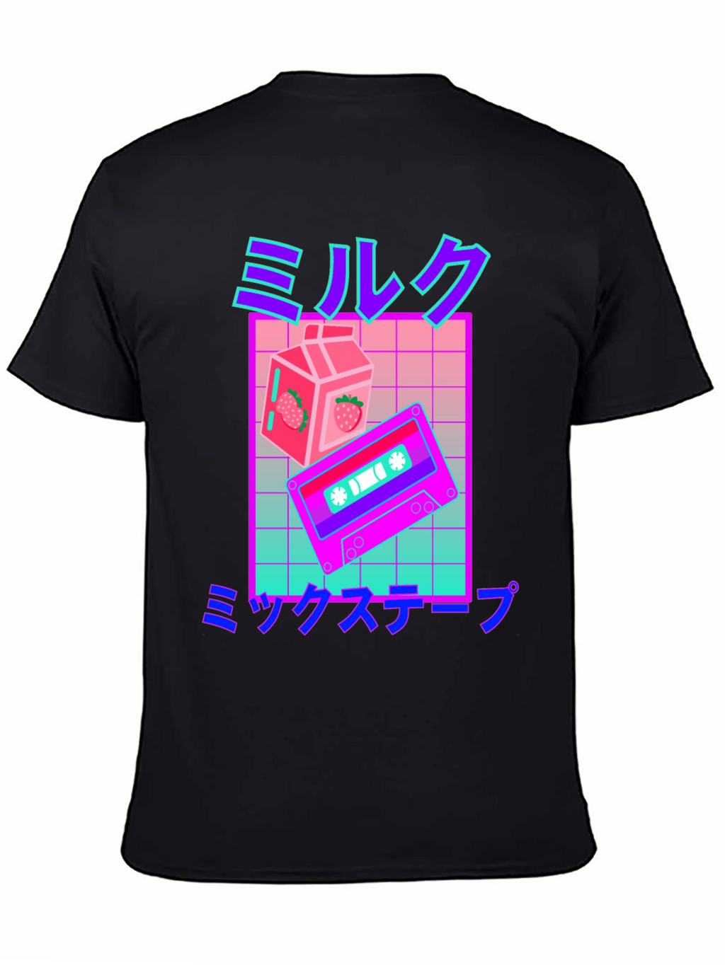 Retro Vaporwave Milk & Mixtape Graphic T-Shirt