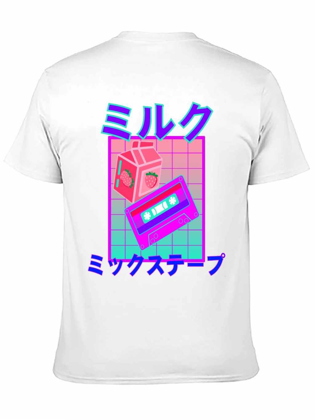 Retro Vaporwave Milk & Mixtape Graphic T-Shirt