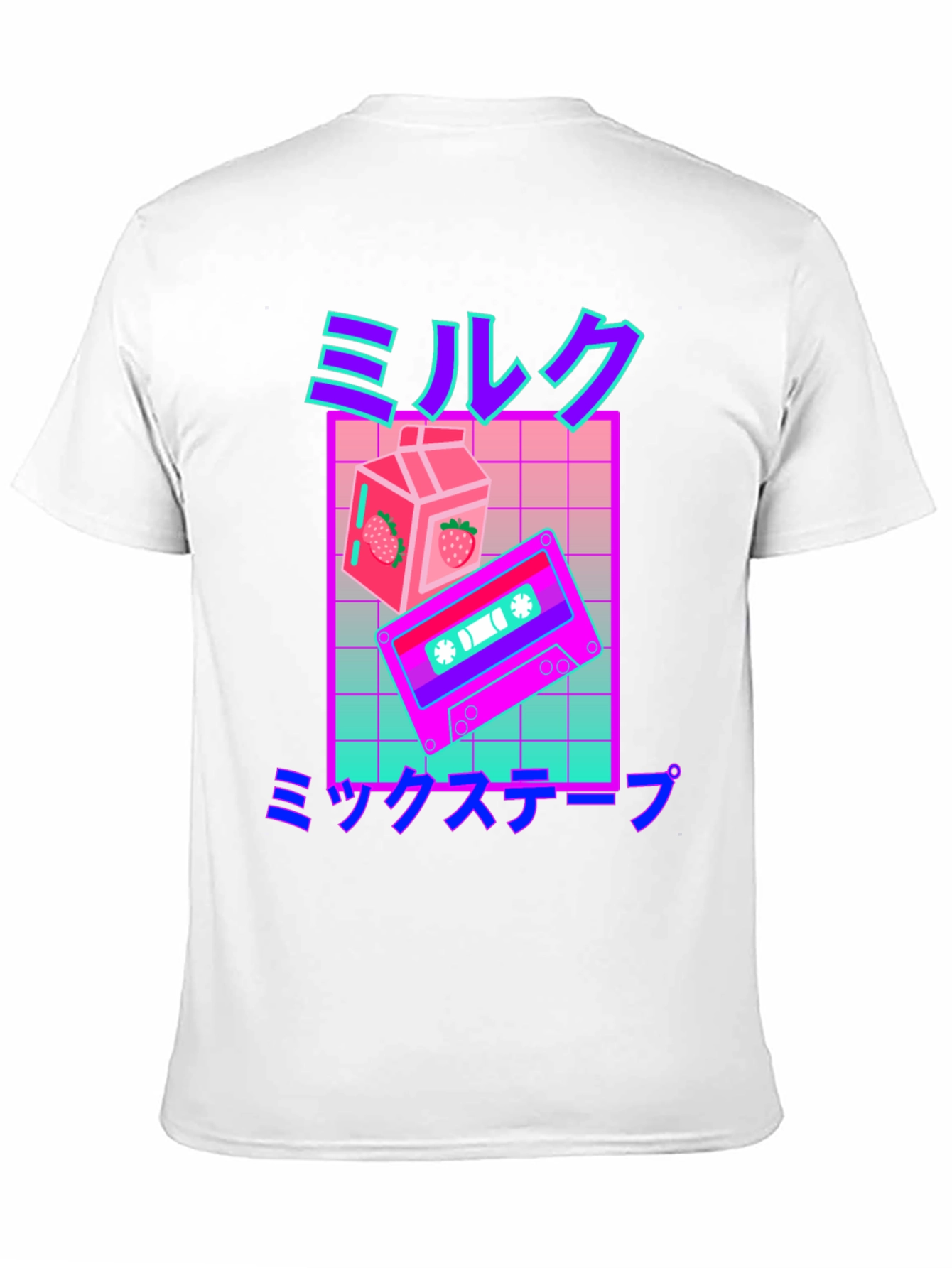 Retro Vaporwave Milk & Mixtape Graphic T-Shirt
