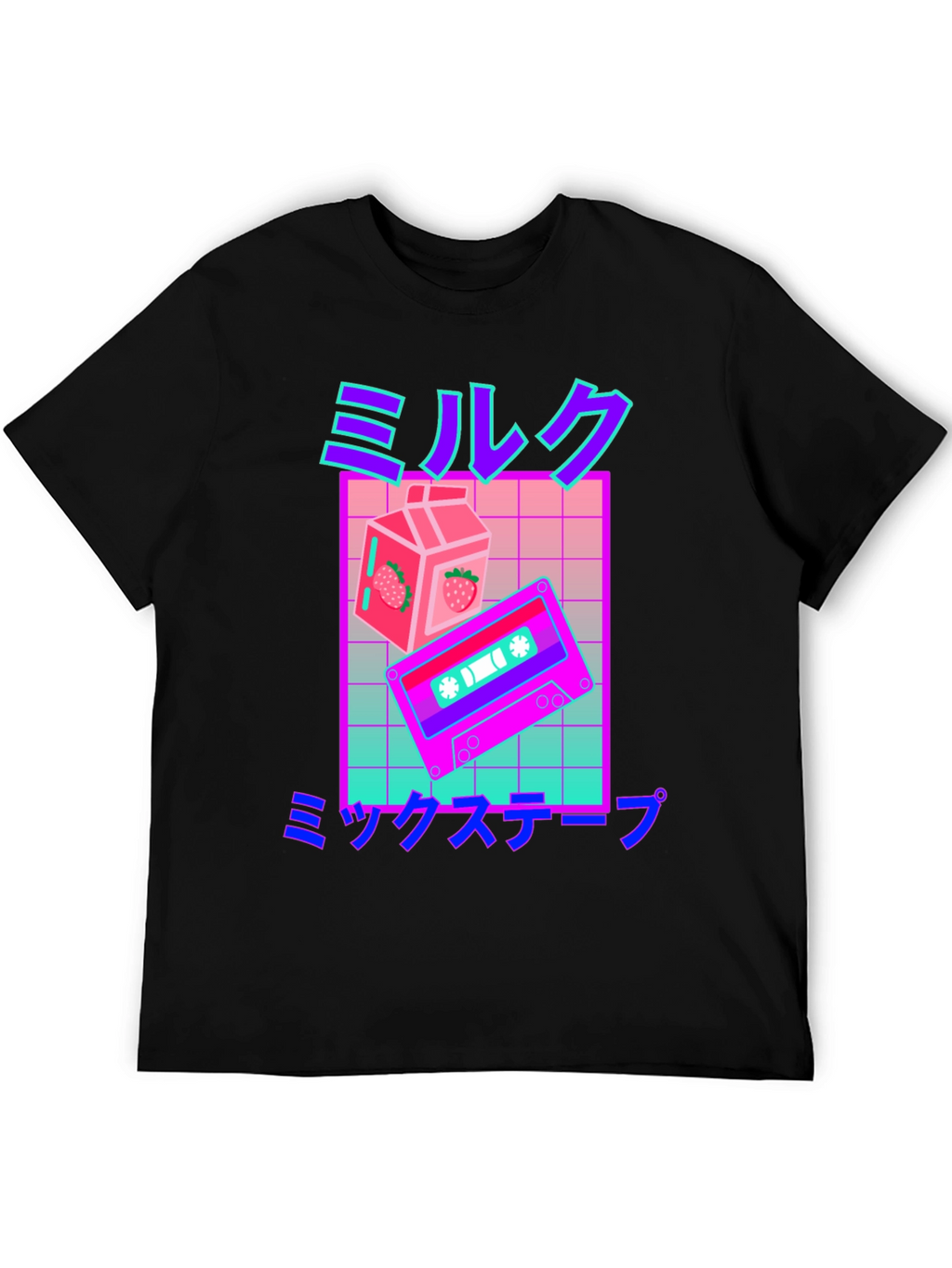 Retro Vaporwave Milk & Mixtape Graphic T-Shirt