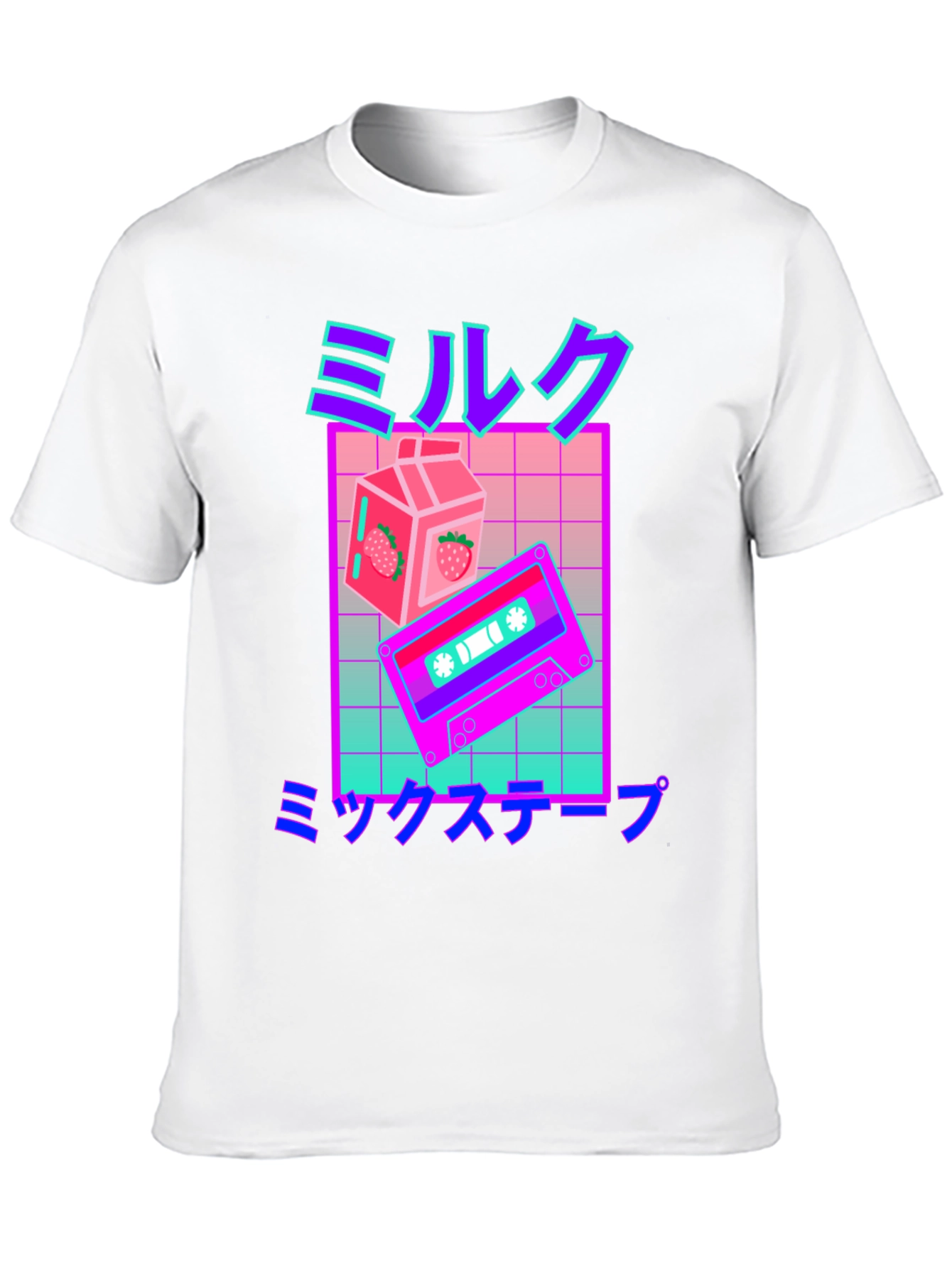 Retro Vaporwave Milk & Mixtape Graphic T-Shirt