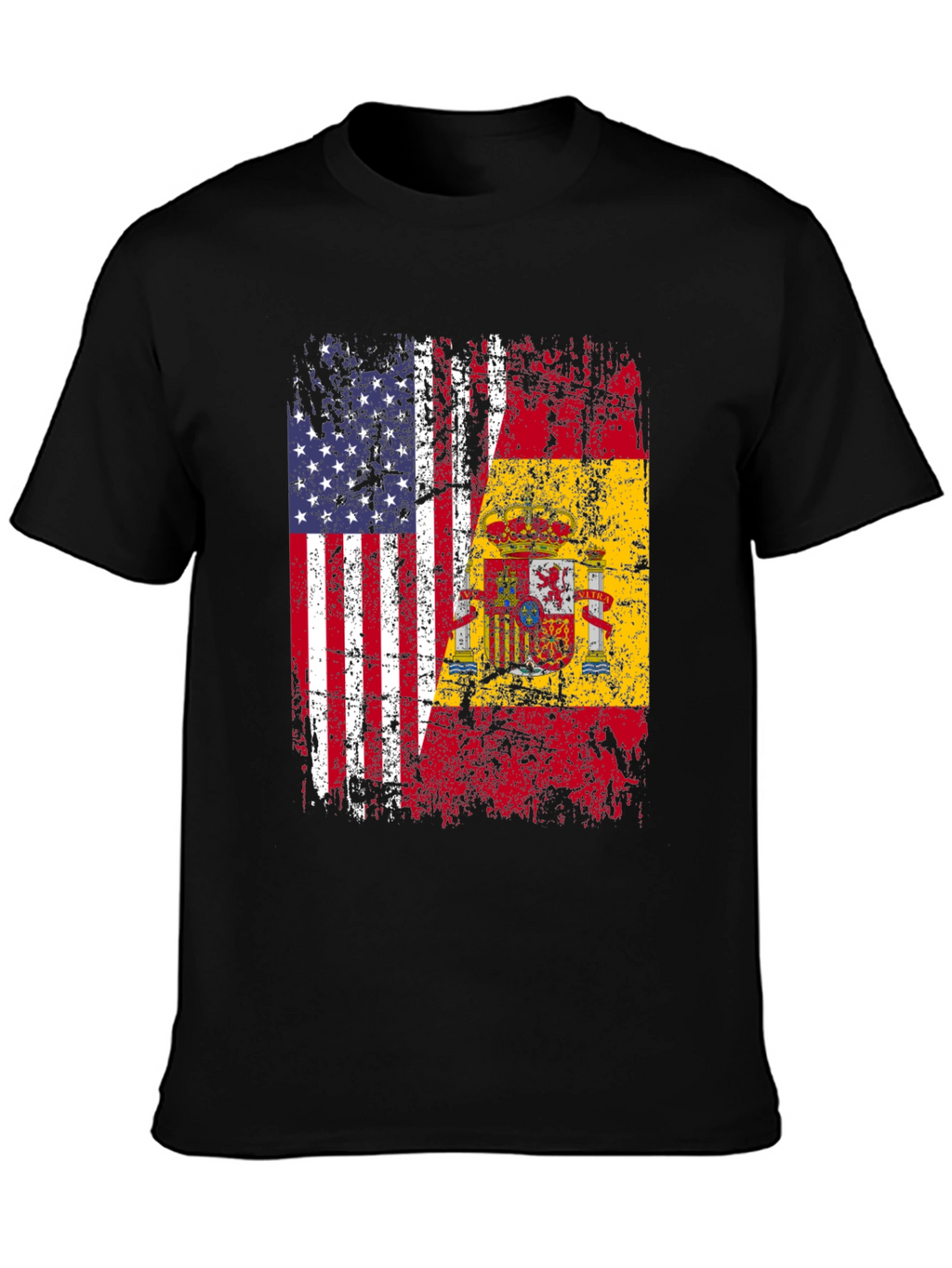 USA & Spain Flag Graphic T-Shirt