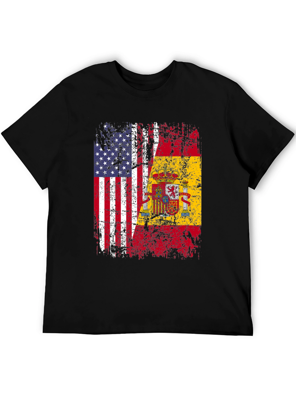 USA & Spain Flag Graphic T-Shirt