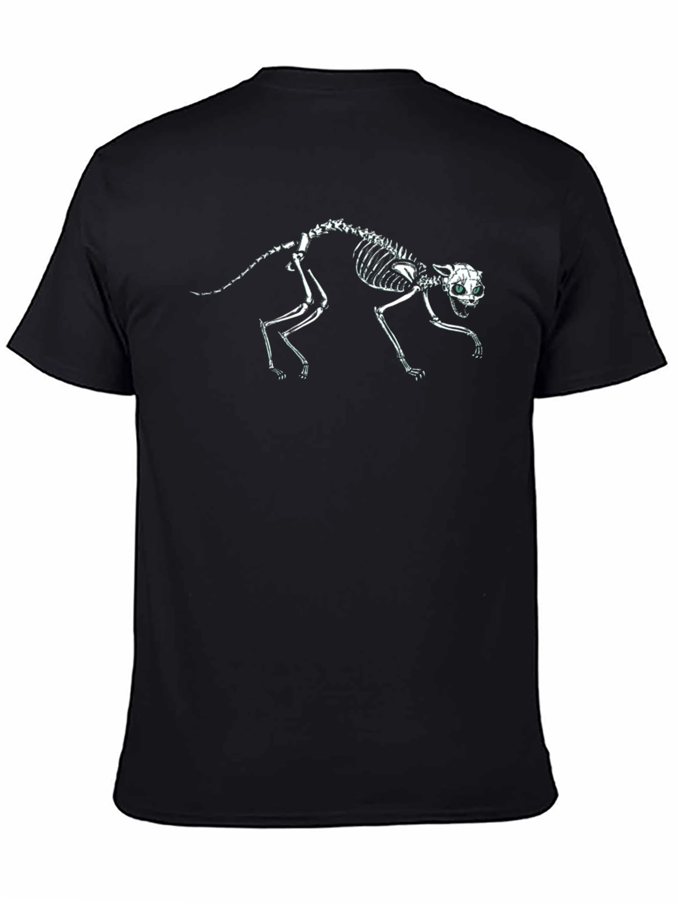 Cat Skeleton Graphic T-Shirt - Black