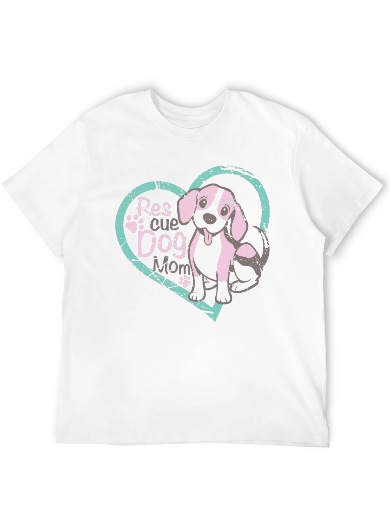 Rescue Dog Mom T-Shirt Black Cotton