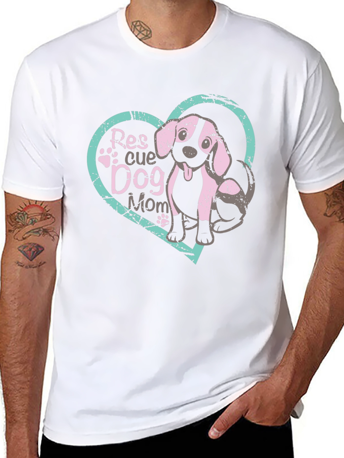 Rescue Dog Mom T-Shirt Black Cotton