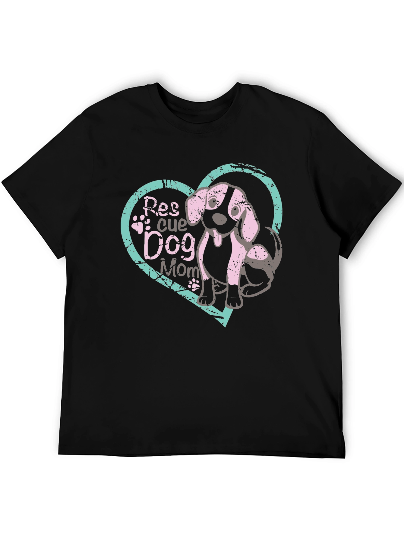 Rescue Dog Mom T-Shirt Black Cotton