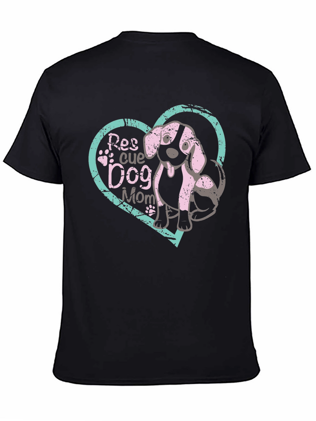 Rescue Dog Mom T-Shirt Black Cotton