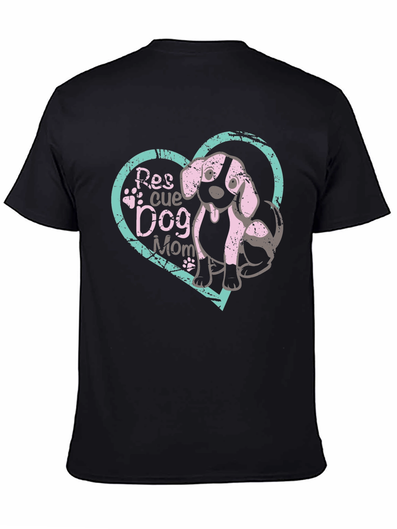 Rescue Dog Mom T-Shirt Black Cotton