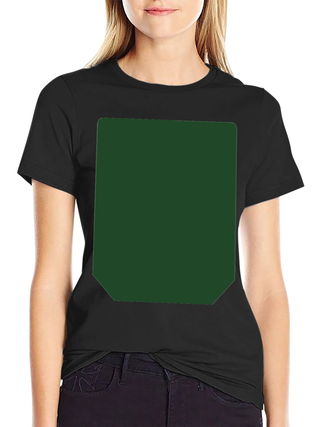 Black Short Sleeve T-Shirt with Green Rectangle